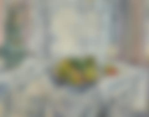 APPLES ON TABLE-CLOTH AGAINST A LACE-CURTAINED WINDOW (preview)