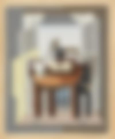 Compotier, Partition, Bouteille et Guitare devant une fenêtre (preview)