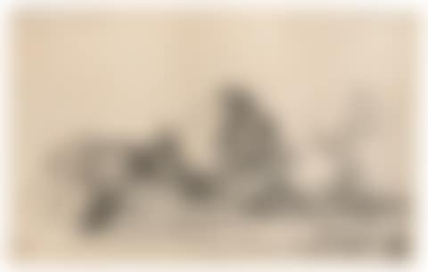 Cottage and Farm Buildings with a Man sketching (preview)