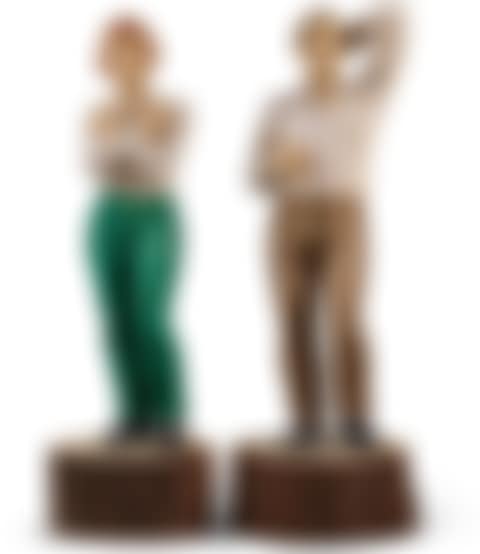 LARGE WOMAN WITH GREEN PANTS AND LARGE CLASSICAL MAN (preview)