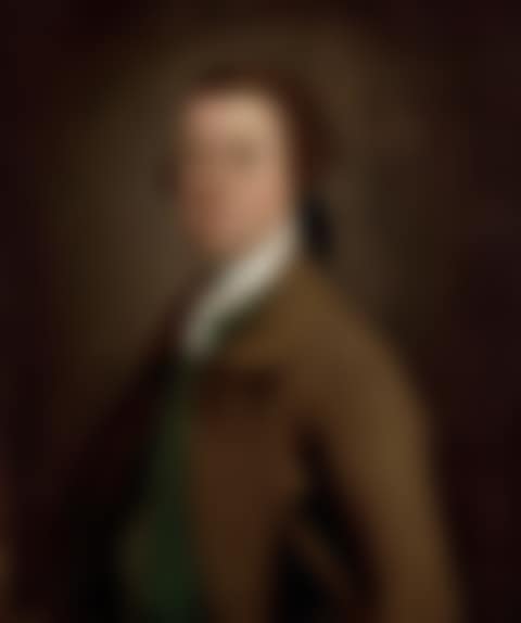 Portrait of Sir Francis Skipwith, 3rd Bt., (d. 1778) of Newbold Pacey Hall, near Warwick, half-length, in a brown coat and green waistcoat with a hat under his left arm (preview)
