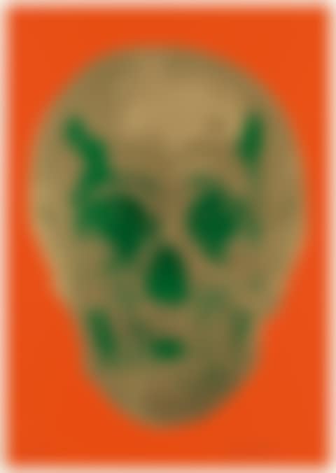 Till Death Do Us Part--Time Bright Orange African Gold Emerald Green Pop Up Skull. (preview)