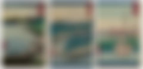 Seven-Mile Beach in Sagami Province (Sagami Shichirigahama); Lake at Hakone (Hakone no kosui); The Sea at Tsukuda in Edo (Toto Tsukuda oki) (preview)