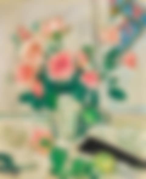 PINK ROSES (RECTO); STILL LIFE OF ROSES IN A BLUE VASE (VERSO) (preview)