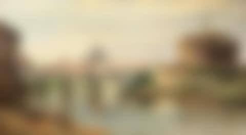 Rome, figures fishing on the Tiber, Castel Sant'Angelo and St. Peter's Basilica beyond; Florence, Ponte alle Grazie (preview)
