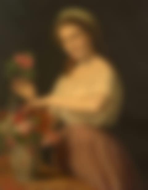 Portrait of woman preparing a bouquet (preview)