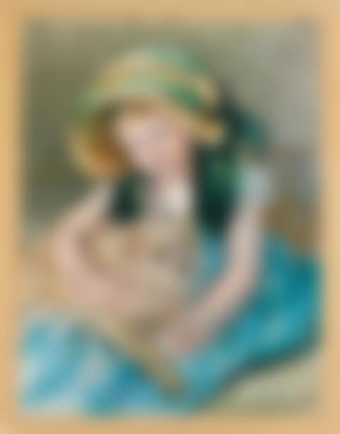 Sara in a hat with her dog (preview)