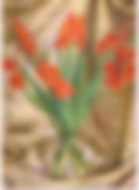 Gladioli rossi nel vaso, circa (preview)