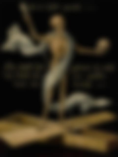 A SKELETON STANDING ON AN OPEN COFFIN HOLDING A SKULL AND AN ARROW, AS AN ALLEGORY OF EARTHLY VANITY AND DIVINE SALVATION (preview)