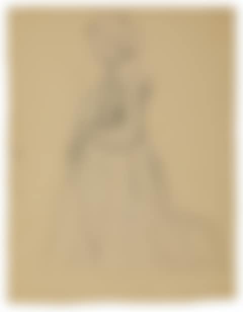 Young woman in Breton costume, kneeling (preview)