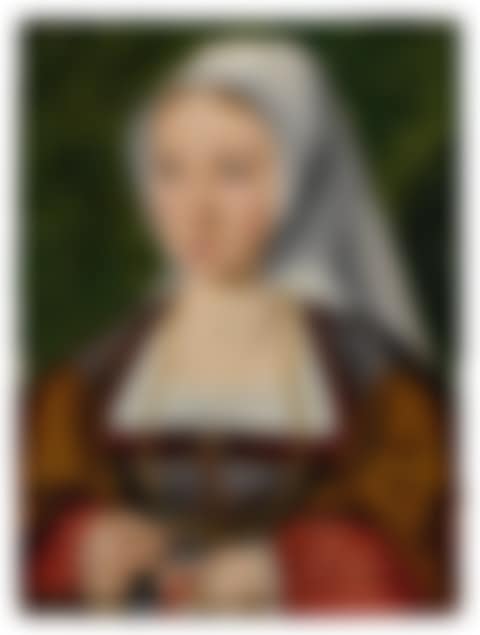 PORTRAIT OF A LADY HOLDING A ROSARY AND A FLOWER (preview)