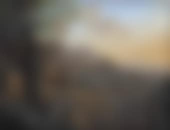 An Italianate rocky landscape with herdsmen driving cows on a path (preview)