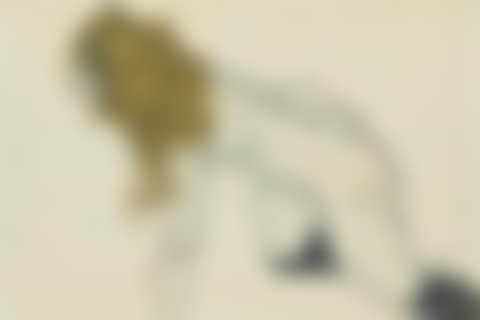 Kauernder weiblicher Akt mit blonden Haaren und aufgestütztem linken Arm (recto); Liebespaar (verso) (preview)