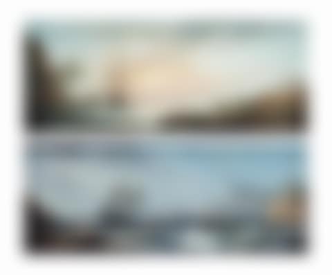A peaceful anchorage in the Mediterranean at dawn; and A French merchantman and other shipping in stormy waters, a fortified town on the shore beyond (preview)