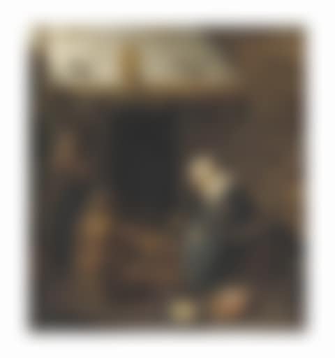 An interior with figures making pancakes by a fire (preview)