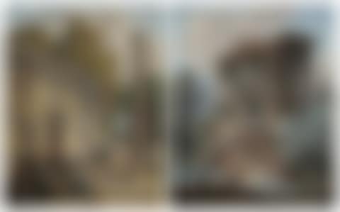 Capriccio of an obelisk and a ruined classical building with figures; and Capriccio of a washerwomen and a dog (preview)