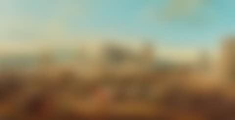 A desert landscape with travellers passing through the Valley of the Tombs, Palmyra (preview)