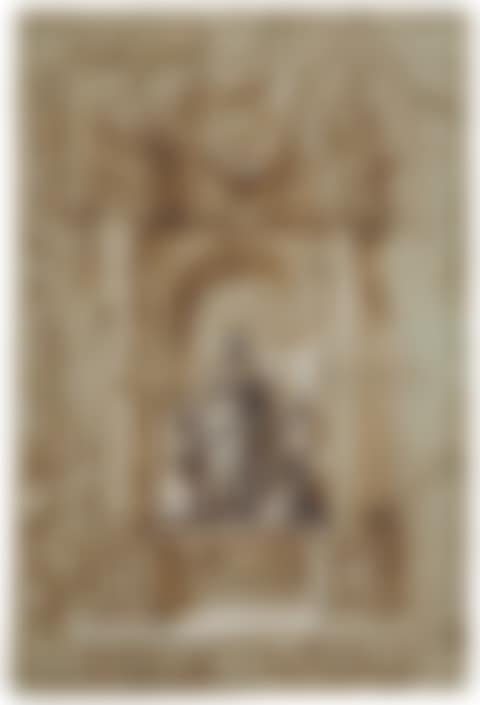 Design for a banner with Saint Mark and two friars (preview)