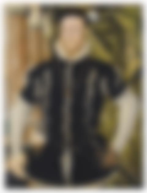 Portrait of a knight of the Order of the Golden Fleece, three-quarter-length, in a white padded doublet and a slashed black jerkin (preview)