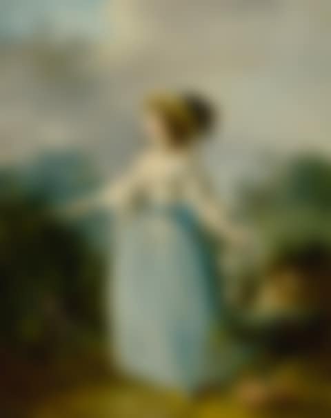 A LADY IN A GARDEN WITH HER DOG (preview)