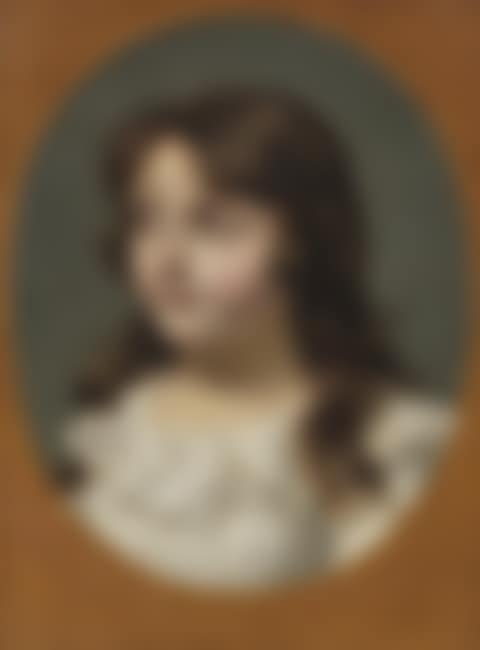 Portrait of a young girl, said to be the daughter of Armand Gensonné, bust-length, in a white dress, within a painted oval (preview)