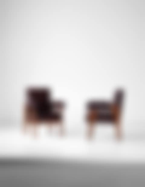 Pair of 'Advocate and Press' armchairs, model no. LC/PJ-SI-41-A, designed for the High Court, Chandigarh (preview)