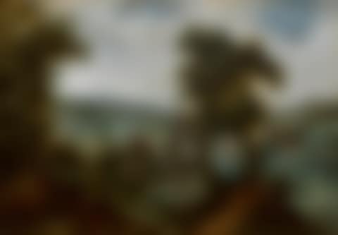 A WOODED LANDSCAPE WITH HUNTERS BY A VILLAGE (preview)