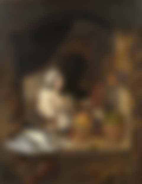 Interior with a girl still life of fruit and a heron (preview)