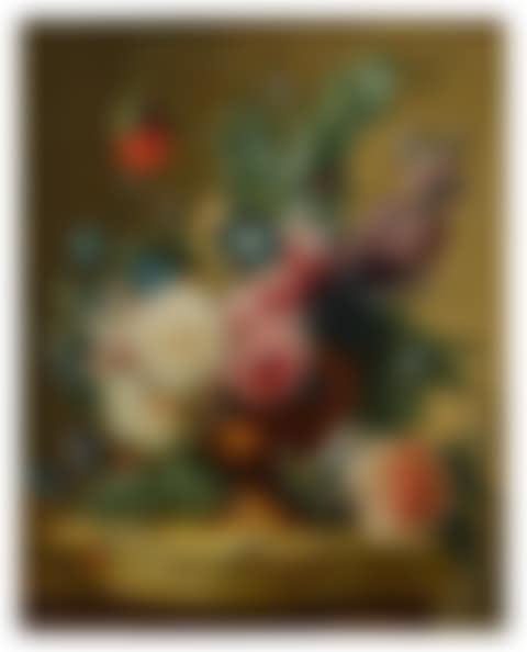 STILL LIFE OF FLOWERS IN A TERRACOTTA VASE ON A MARBLE LEDGE (preview)