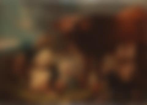 A bull with goats and a dog before a landscape (preview)