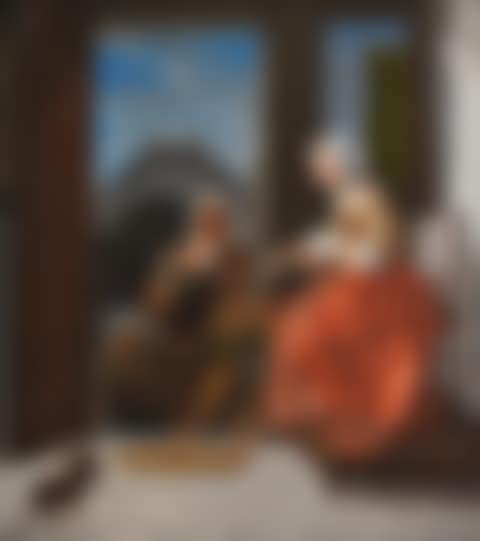 An interior with a lady giving alms to beggars (preview)