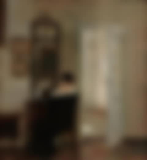 A lady seated before a mirror in an interior (preview)