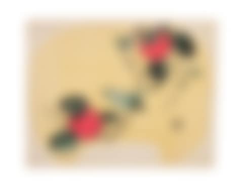 Fan print (uchiwa-e) of Persimmons and a bird (preview)