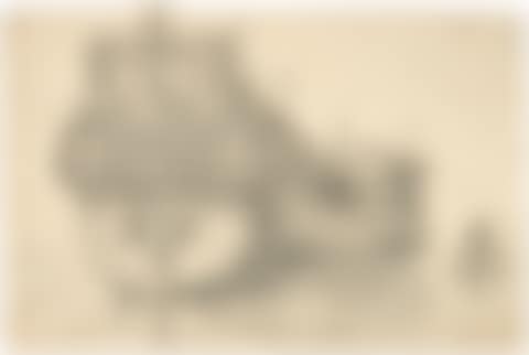 The stern of a ship with a town in the background (preview)