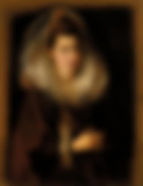 Portrait of a young woman, half-length, holding a chain (preview)