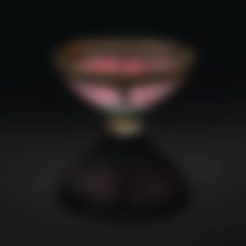 FOOTED PINK BOWL WITH BRONZED RIM (preview)