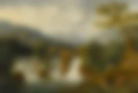 A capriccio view of the Canneto river valley at Cava de' Tirreni near Vietri with figures crossing a bridge over waterfalls (preview)
