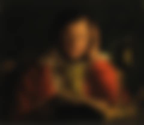 A man reading a book by lamplight (preview)