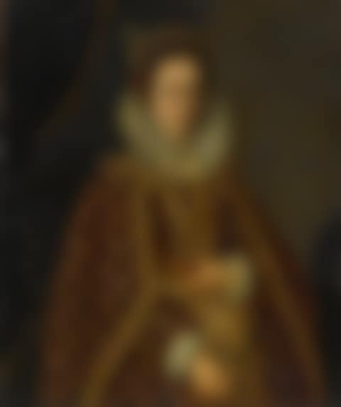 PORTRAIT OF A YOUNG LADY, THREE-QUARTER LENGTH, IN AN EMBROIDERED MAROON BODICE AND SKIRT WITH GOLD BRAIDING AND A RUFF (preview)