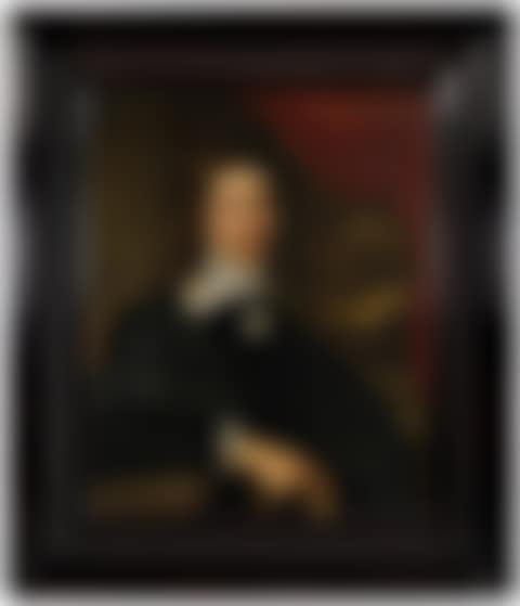 Portrait of a gentleman holding gloves, half-length, before a landscape (preview)