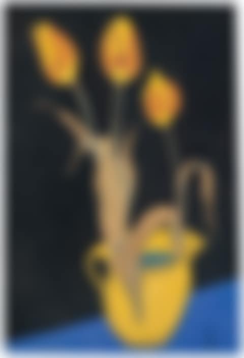 Vase jaune et tulipes oranges (preview)