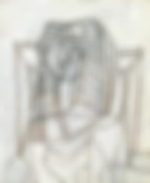FEMME ASSISE DANS UN FAUTEUIL SUR FOND BLANC (preview)