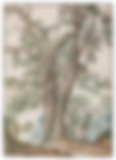 A WOODLAND PATH WITH A VILLAGE IN THE DISTANCE (preview)