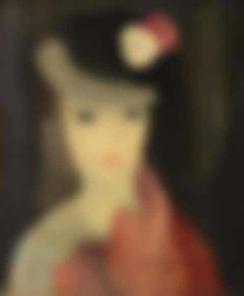 BÉRÉNICE OR BUSTE DE JEUNE FEMME AVEC UNE ROSE ROSE ET UNE ROSE BLANCHE SUR SON CHAPEAU (preview)