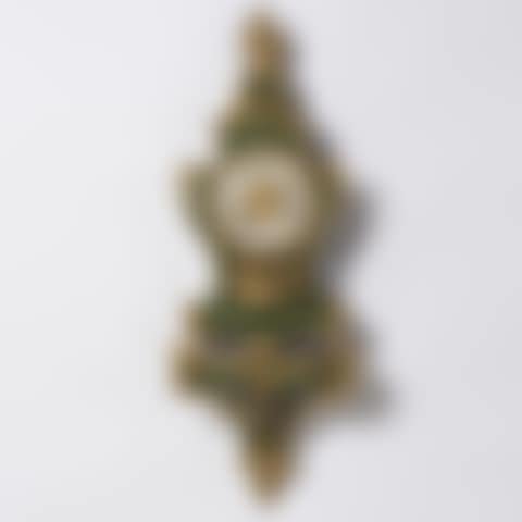 Painted wooden applique cartel decorated with flurs and pastoral scenes on a green background, ornamentation with gilded bronzes (preview)