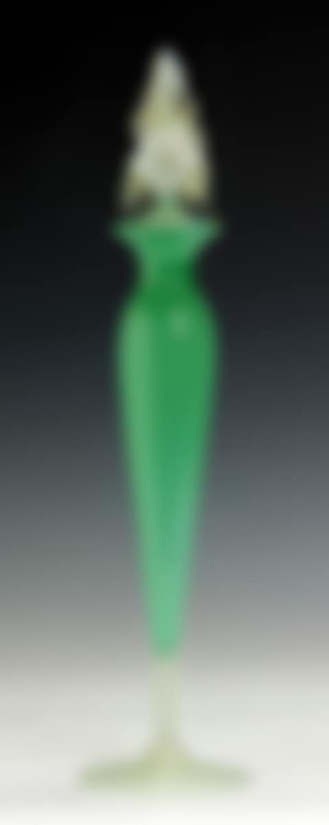 Steuben Jade Green & Alabaster Vase w/Unusual Art Glass Top (preview)