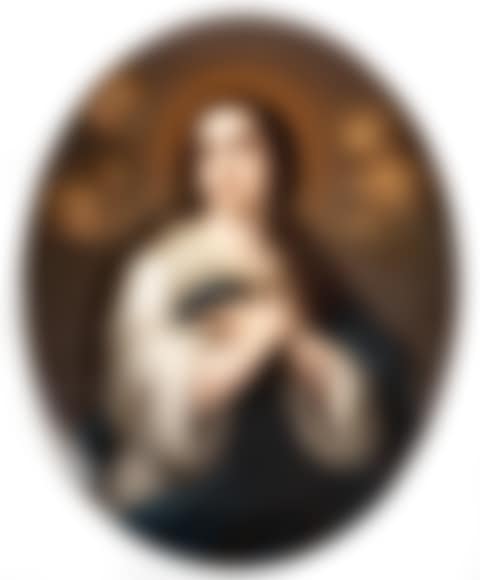 German Painted Porcelain Plaque of Madonna with Cherubs (preview)
