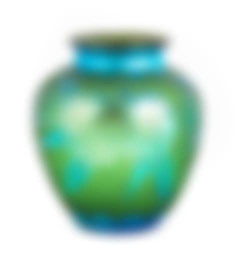Steuben Blue Aurene Over Pomona Green Acid Cutback Vase (preview)