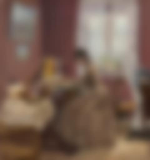 Johanne Wilde at Her Loom (Johanne Wilde ved væven i en stue i Hornbæk) (preview)