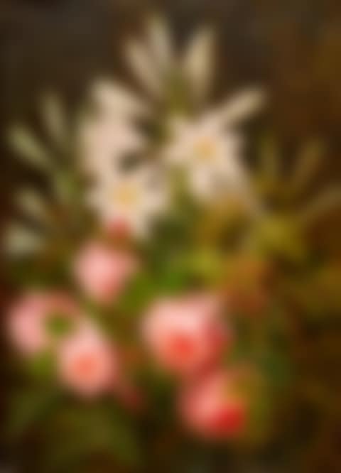 Still life with pink roses and white lilies (preview)
